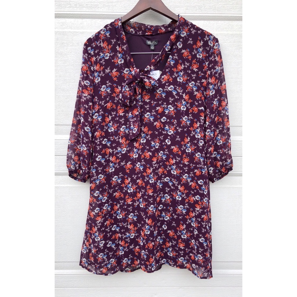 Purple floral dress with tie 🌸